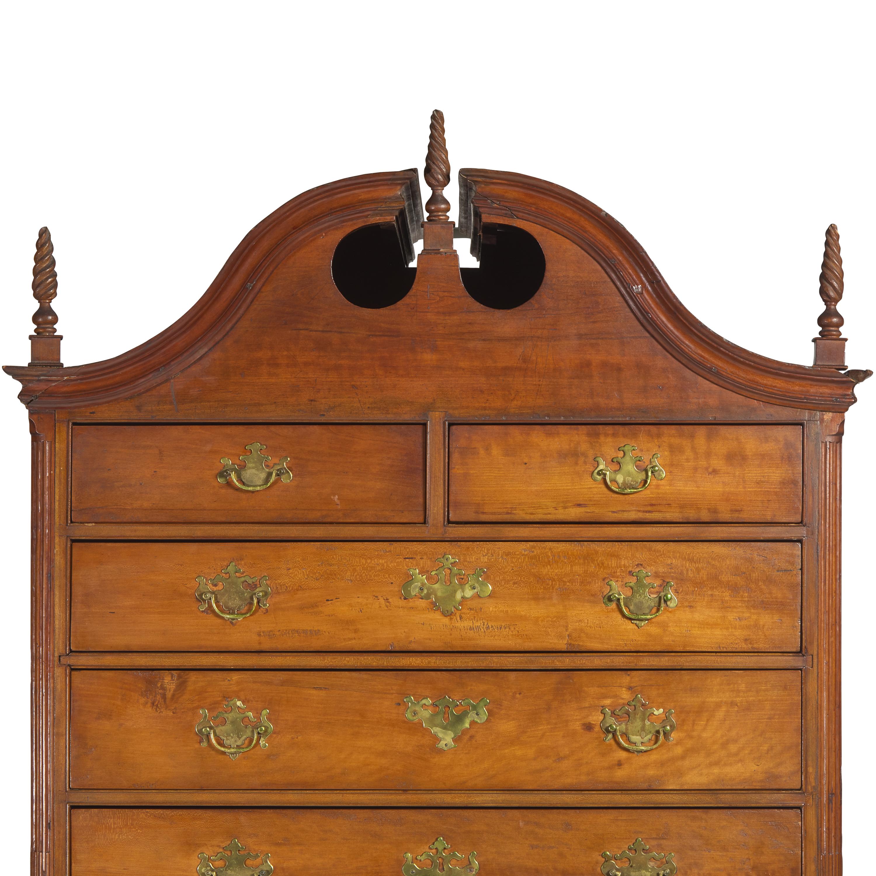 A Chippendale Cherry Block-Front Chest-on-Chest