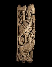An Indian Carved Wood Panel