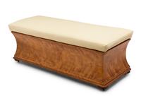 A Biedermeier Satinwood and Leather Storage Bench