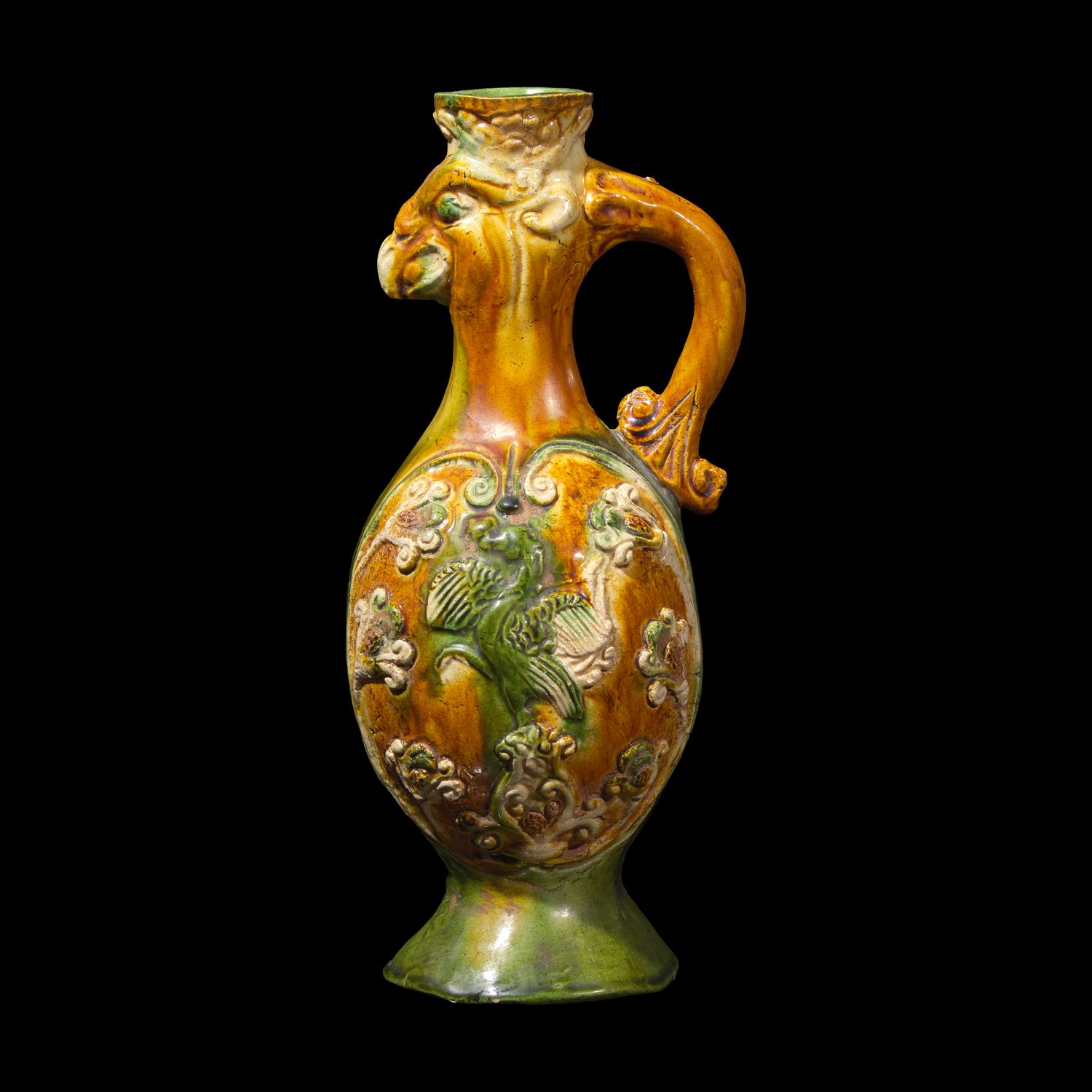 A Chinese Tang -Style Sancai Glazed Phoenix-Head Ewer 三彩鳳首壺