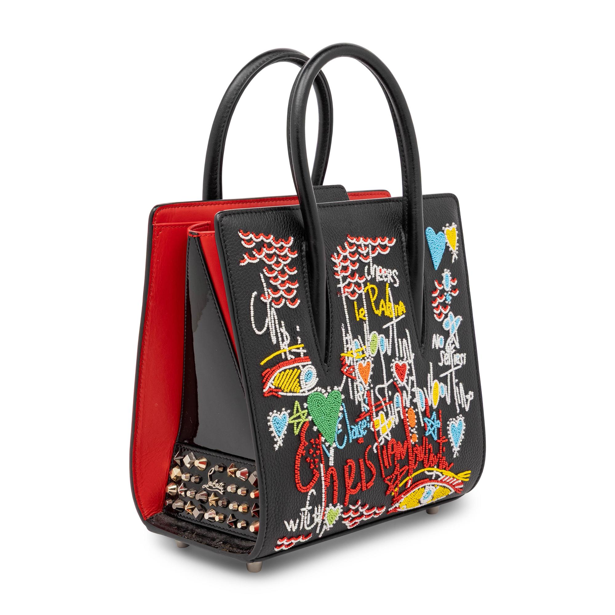 Christian Louboutin, Small Paloma Handbag in Embellished Loubitag Leather