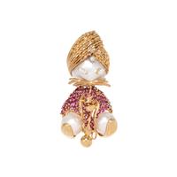 FRENCH, CULTURED MABE PEARL, RUBY AND DIAMOND SULTAN BROOCH