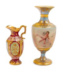 Two Vienna Painted and Parcel Gilt Porcelain Articles
