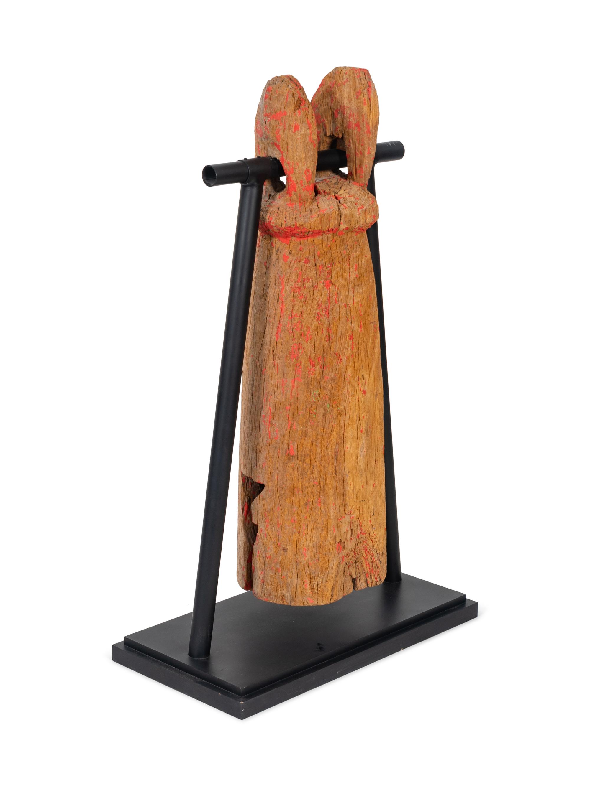 A Thai Red-Washed Weathered Teak Large Temple Bell — EARLY 20TH CENTURY