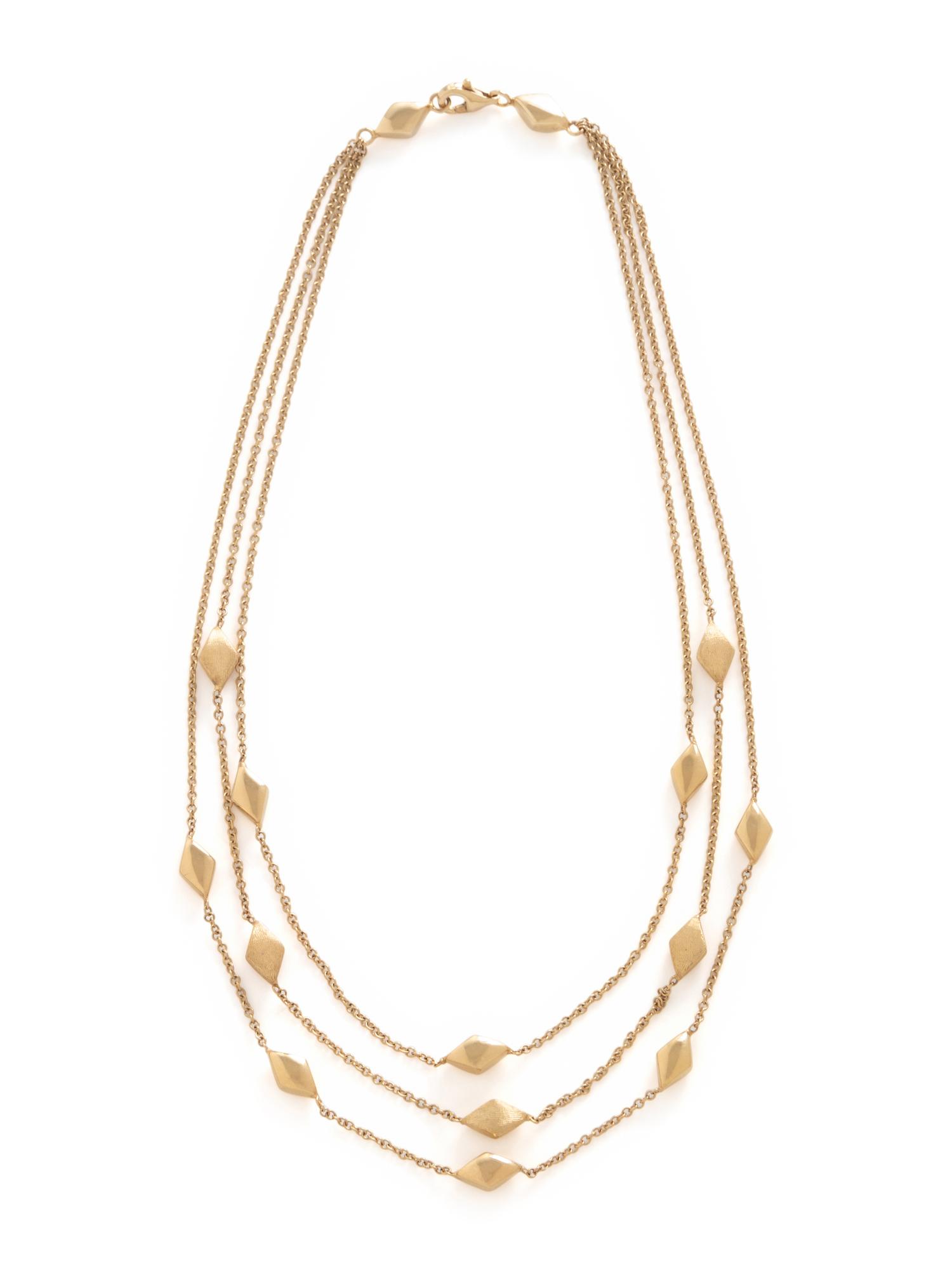 YELLOW GOLD TRIPLE CHAIN NECKLACE