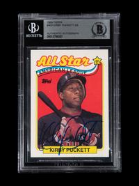 A 1989 Topps Kirby Puckett Signed Autograph Baseball Card No. 403 (Beckett Authentication Services BAS Certified)