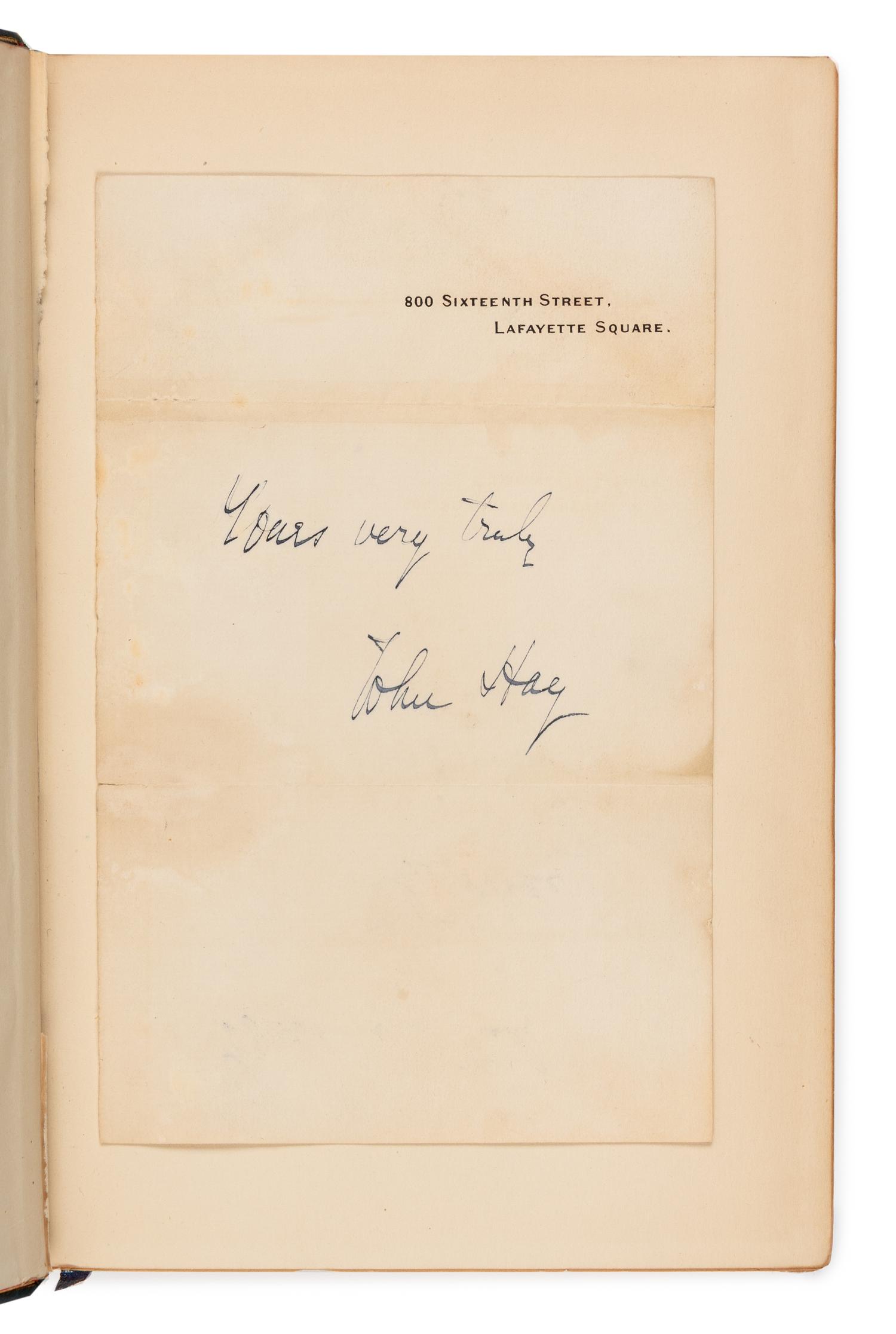 [HAY, John (1838-1905)]. THAYER, William Roscoe. The Life and Letters of John Hay . Boston and New York: Houghton Mifflin Company, 1915.
