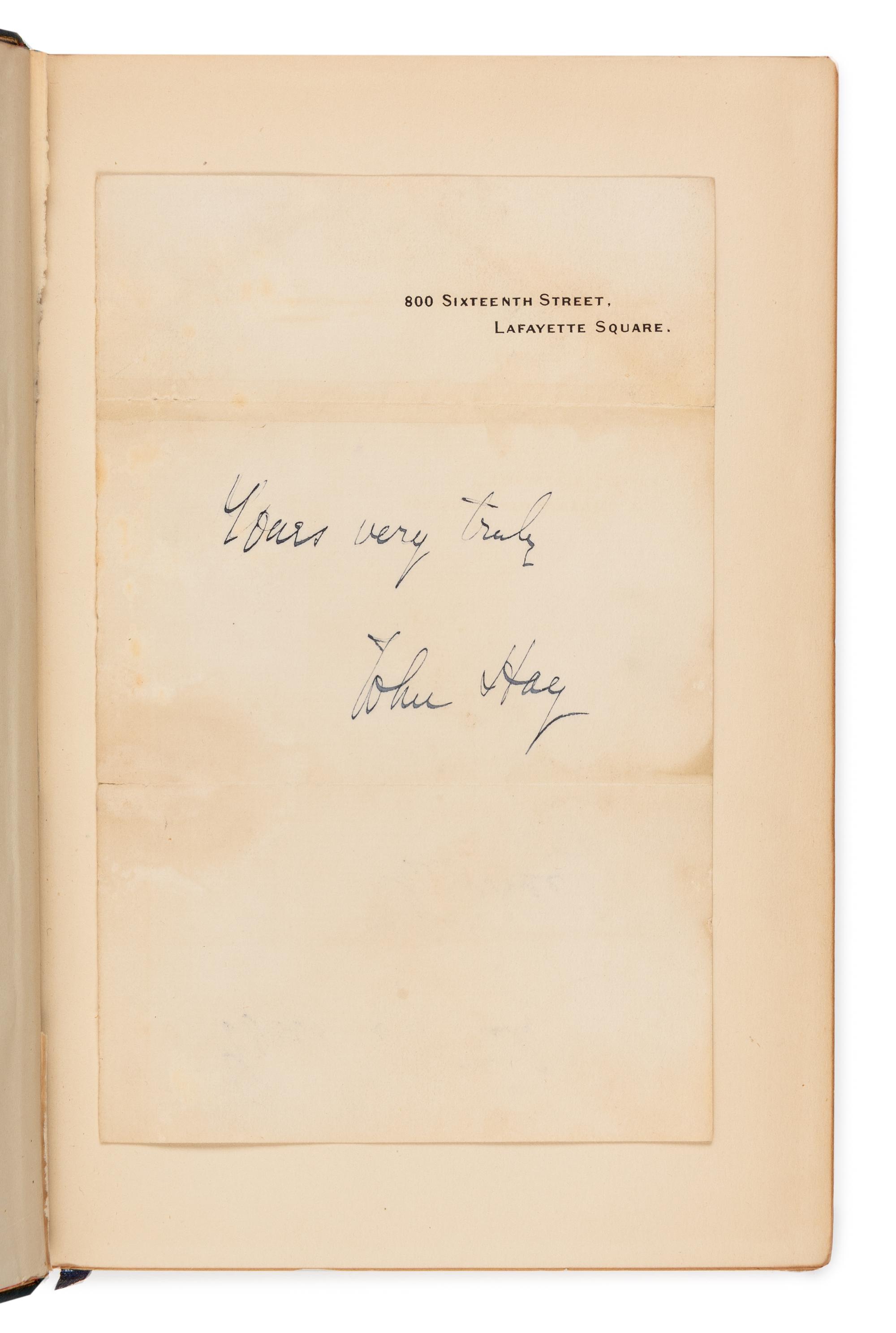 [HAY, John (1838-1905)]. THAYER, William Roscoe. The Life and Letters of John Hay . Boston and New York: Houghton Mifflin Company, 1915.