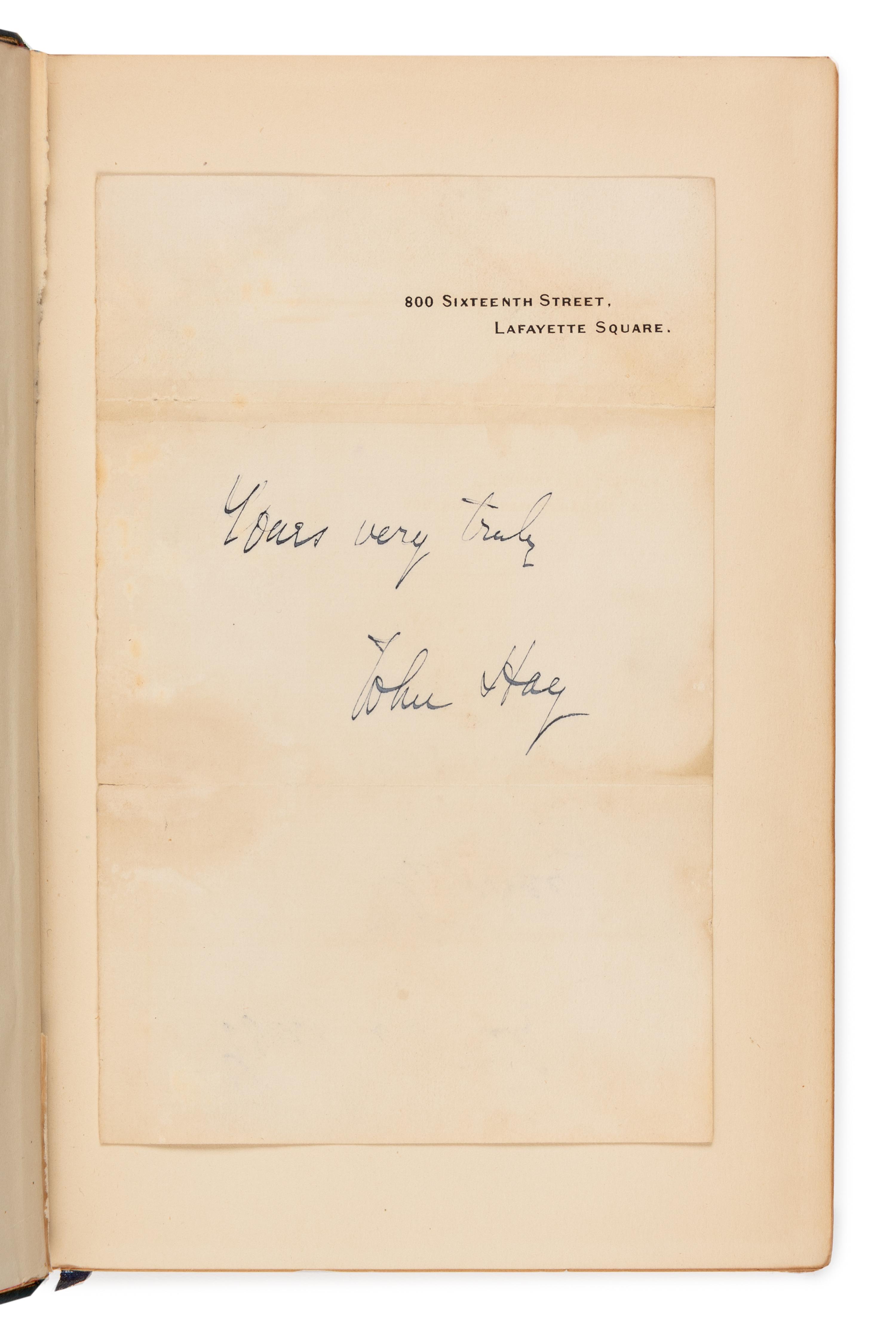 [HAY, John (1838-1905)]. THAYER, William Roscoe. The Life and Letters of John Hay . Boston and New York: Houghton Mifflin Company, 1915.