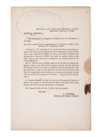 [CIVIL WAR] -- [LEE, Robert E. (1807-1870).]. General Orders No. 3. Richmond: Adjutant and Inspector General's Office, February 6, 1865.