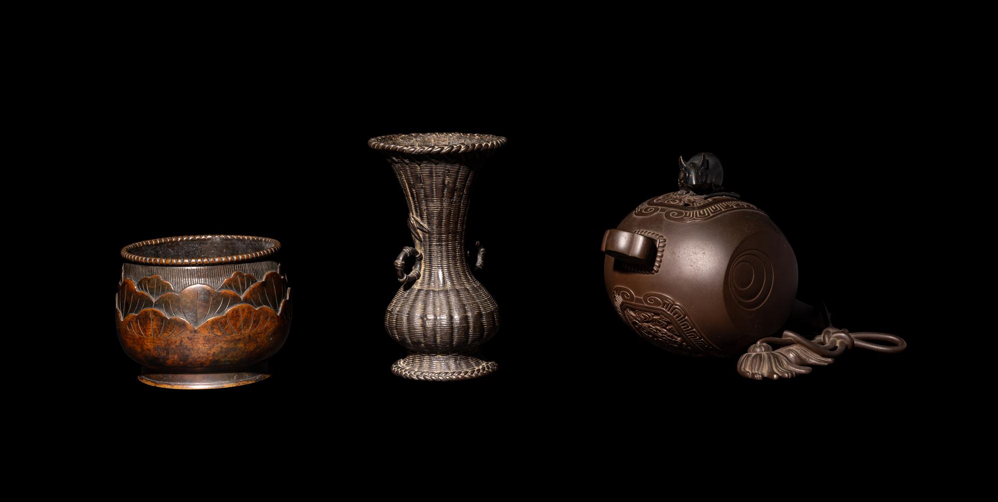Three Japanese Bronze Vessels