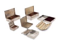 A Group of Silver Table Caskets and Humidors