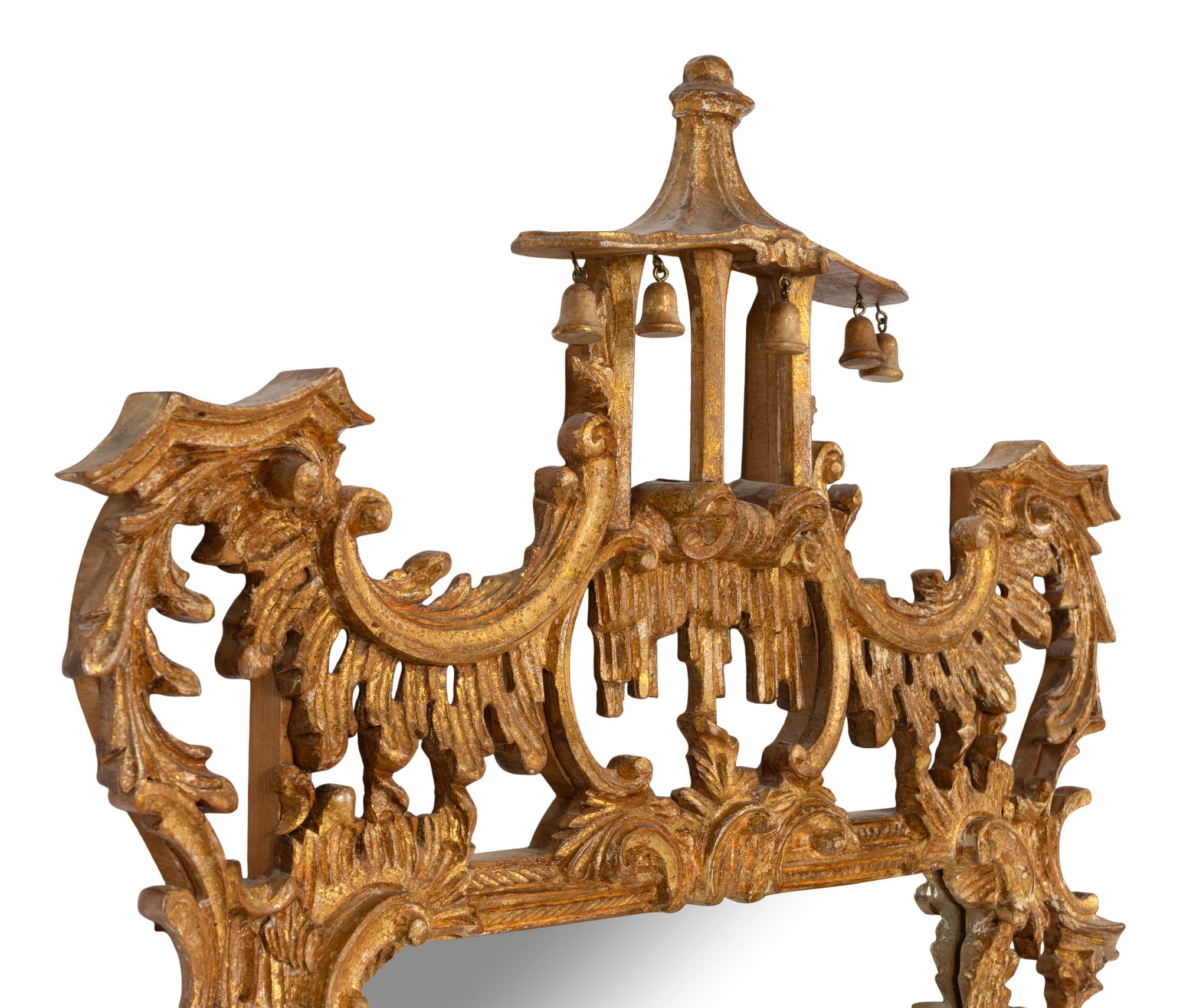 A Pair of Chinese Chippendale Style Giltwood Mirrors