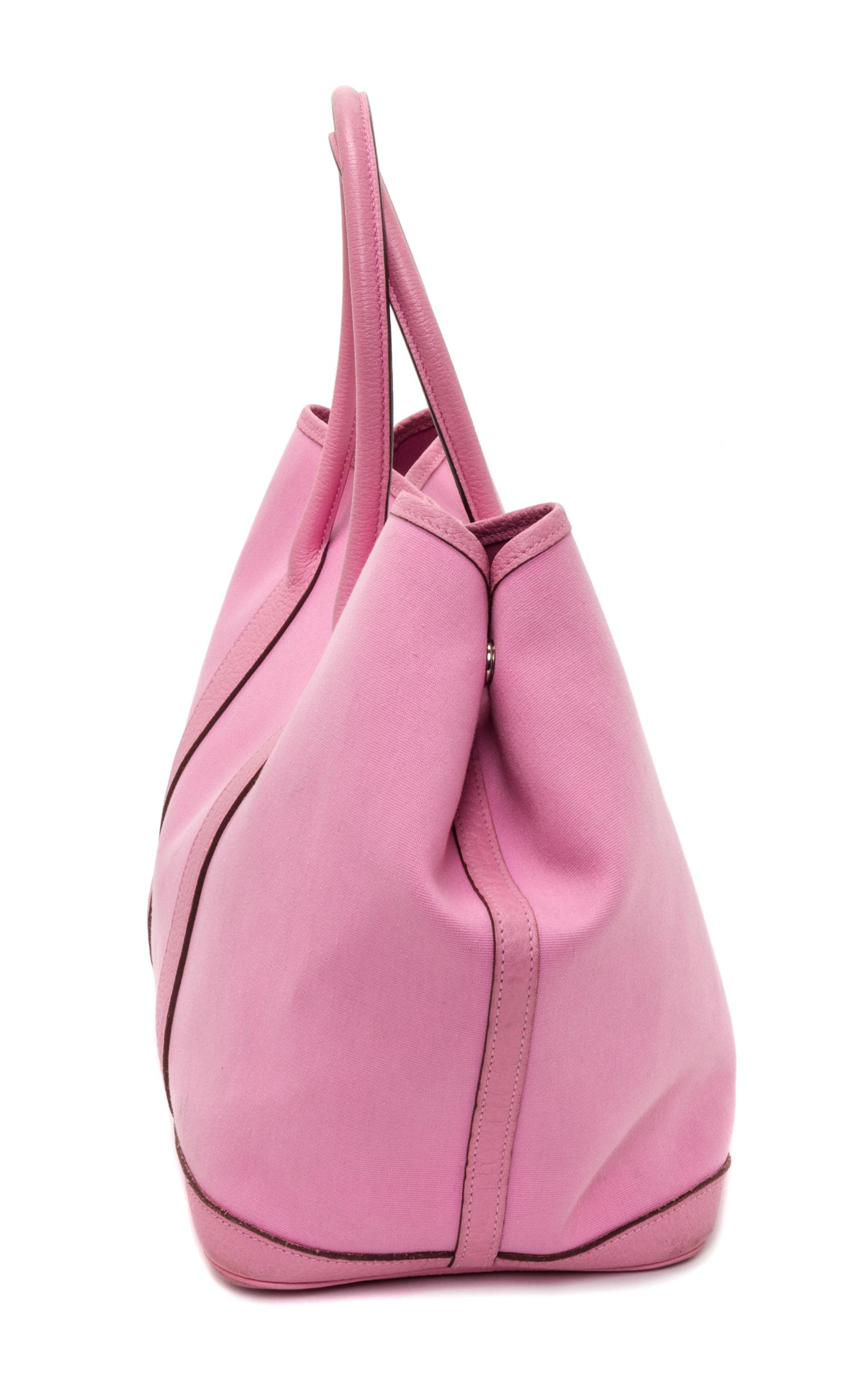 A Hermes Sakura Pink Canvas and Leather Garden Party GM Tote Bag, 14" x 10" x 6.5".