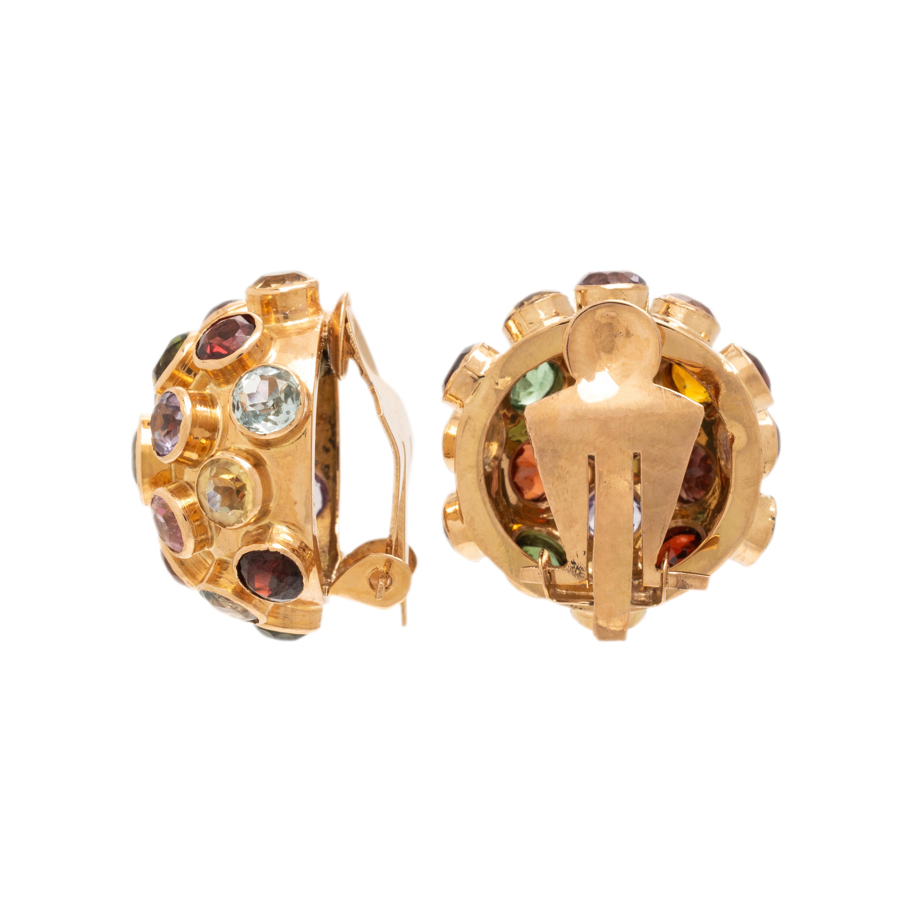 Yellow Gold and Multigem Sputnik Earrings