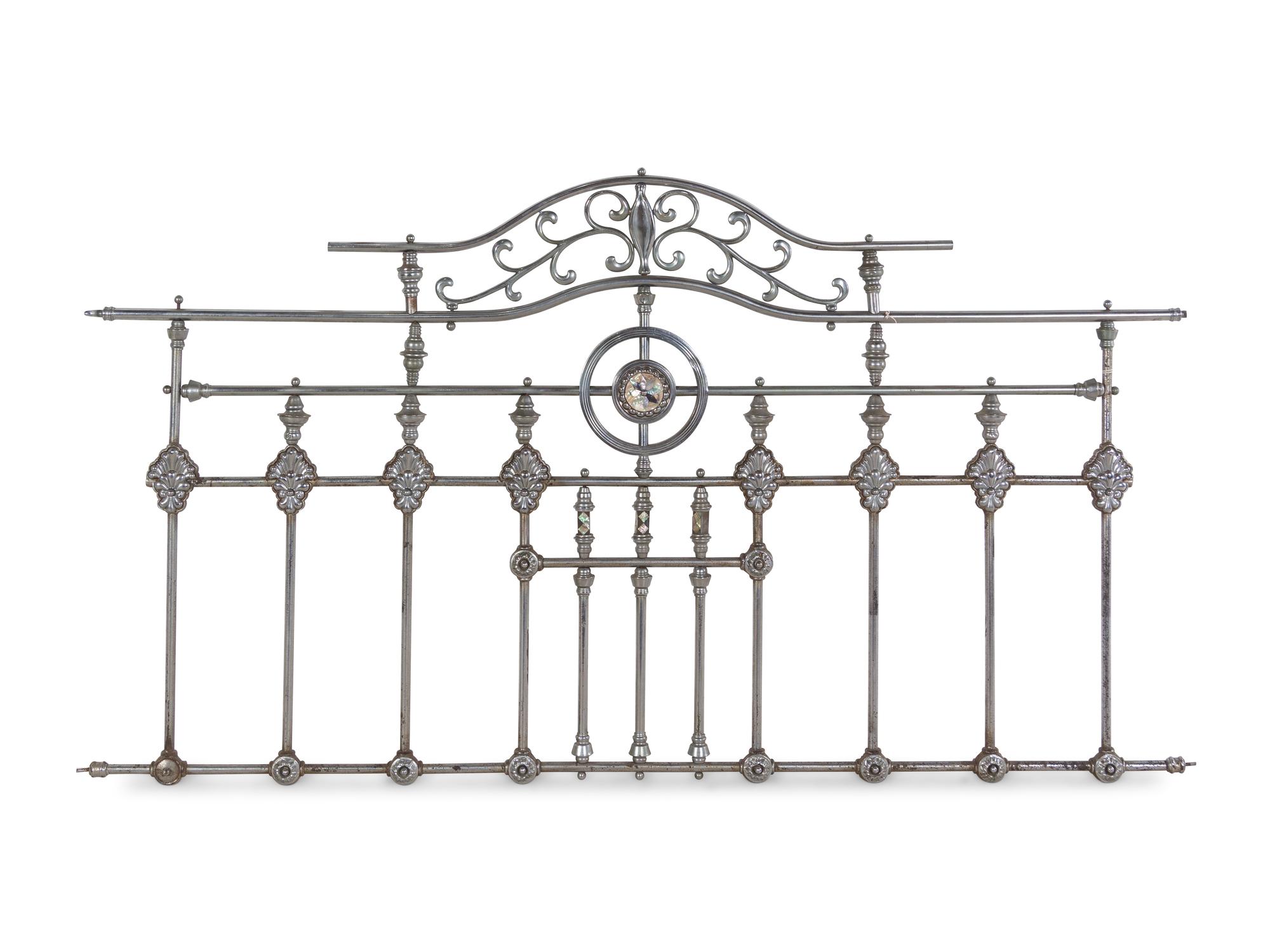 A Continental Steel Four-Post Bed