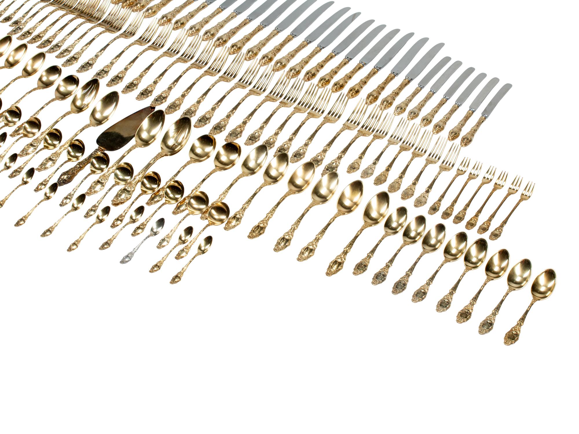 An American Silver-Gilt Flatware Service