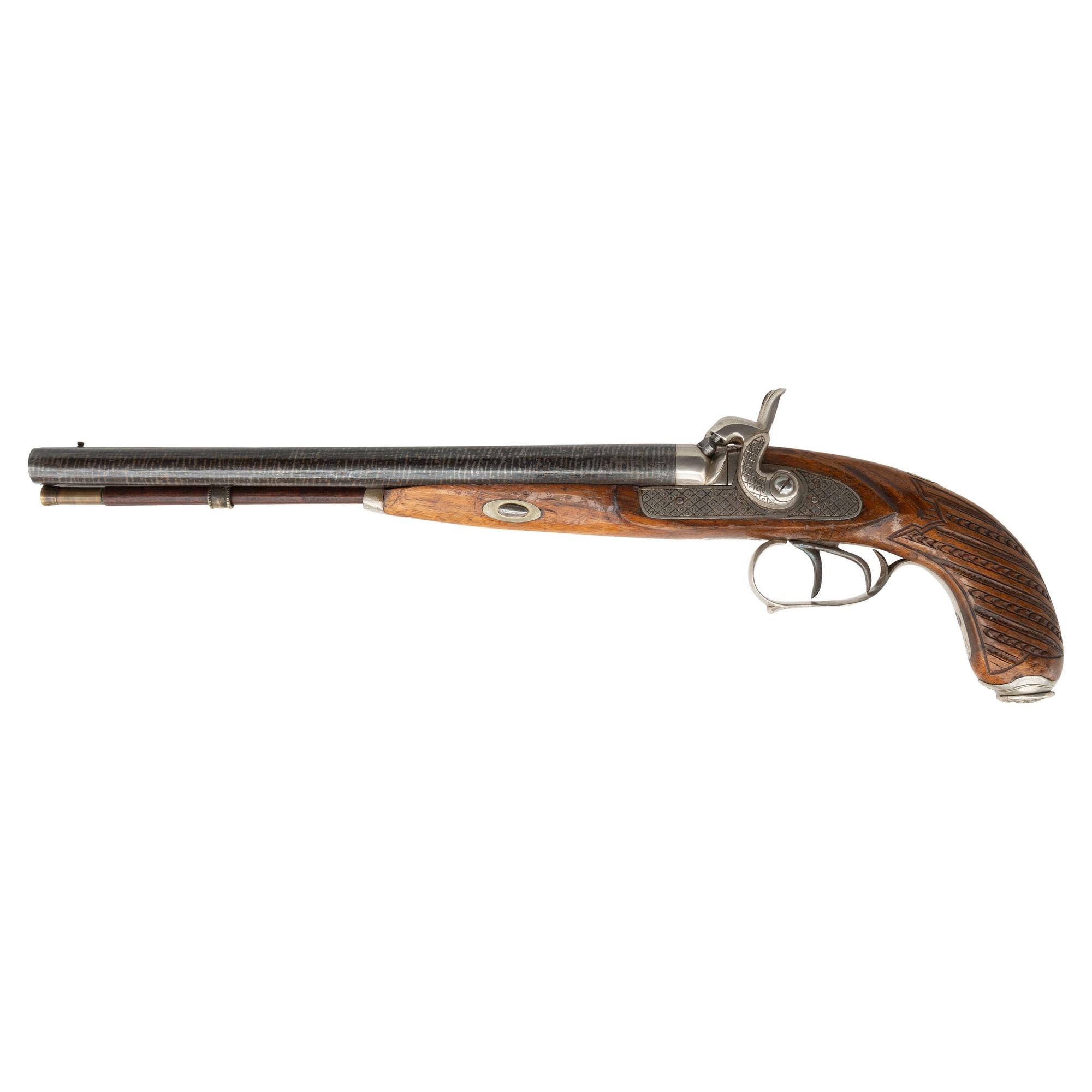 19th Century Belgian Percussion Double Barrel Pistol