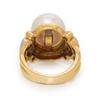 Cultured Pearl and Diamond Ring