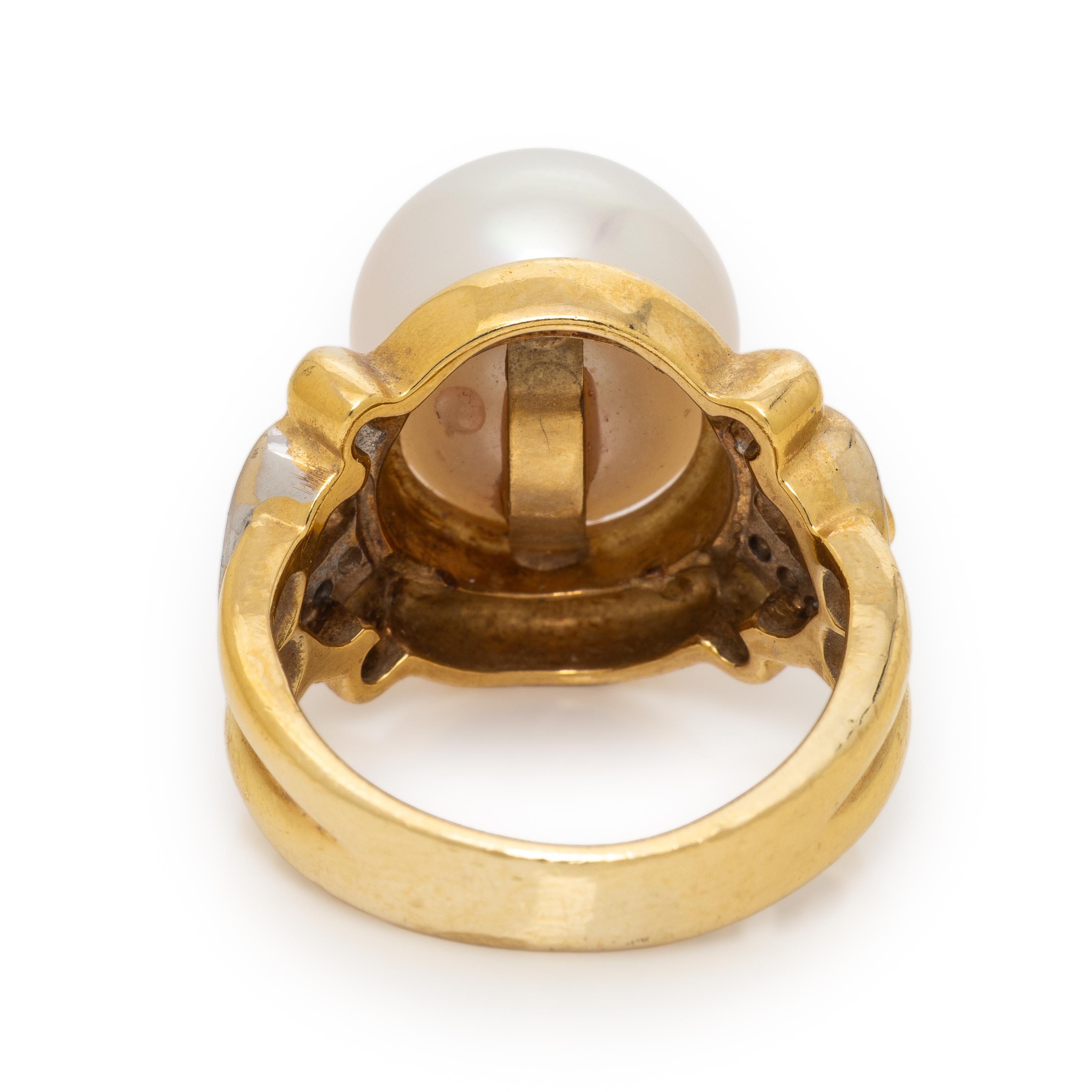 Cultured Pearl and Diamond Ring