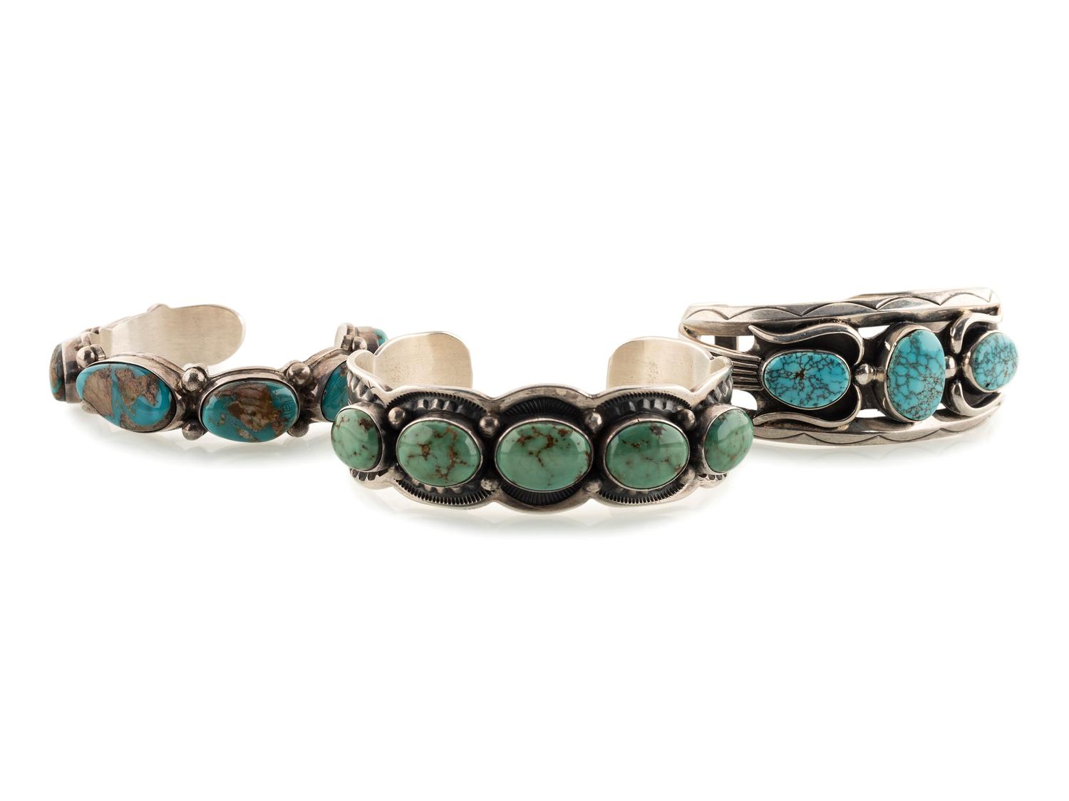 Navajo Silver and Turquoise Cuff Braclets