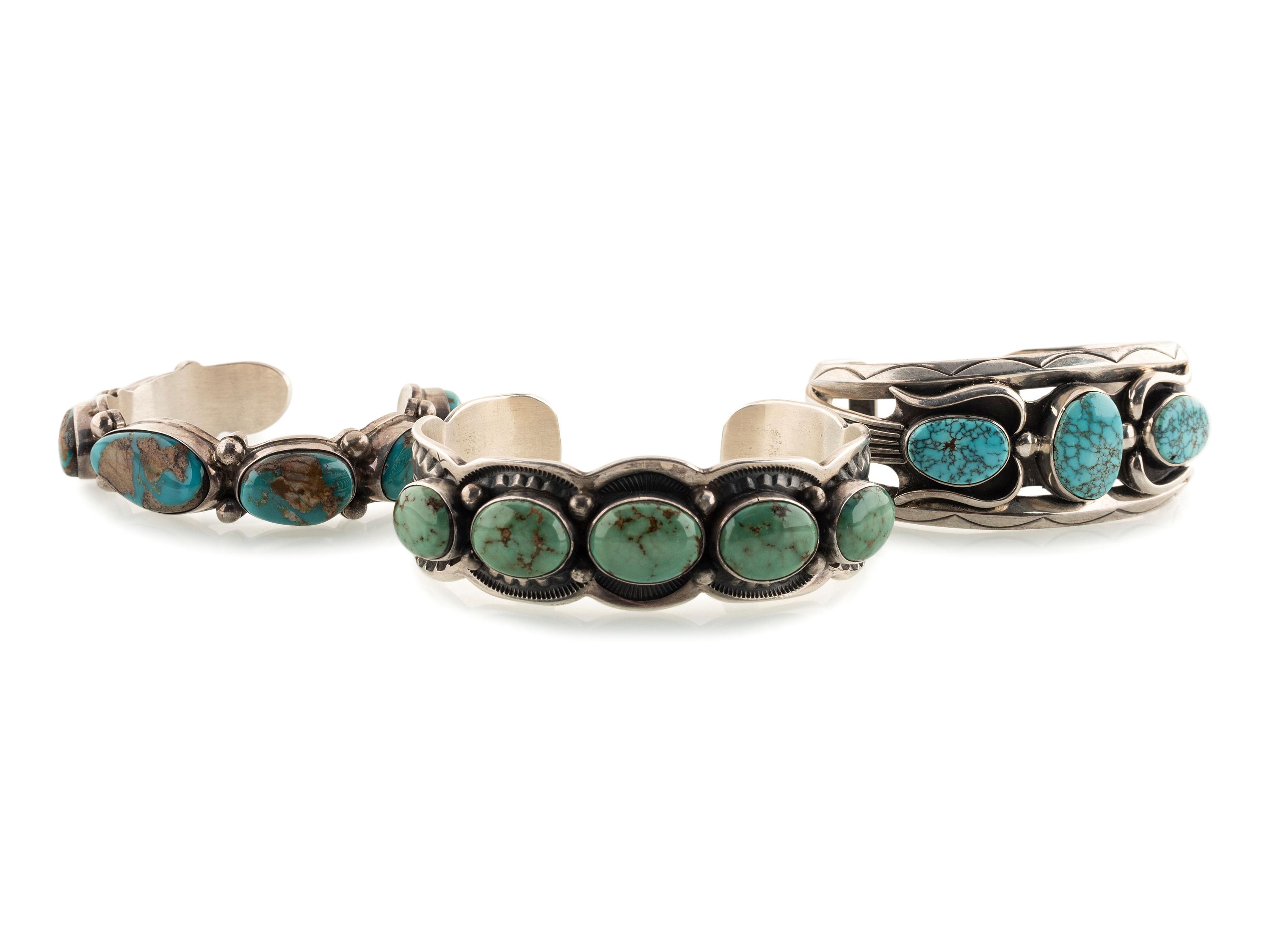 Navajo Silver and Turquoise Cuff Braclets