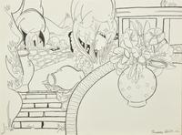 Paysage Grec avec Grappe de Raisin and Bouquet d’hibiscus Dans le Jardin , 1990 (a pair of works)