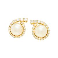 CULTURED MABE PEARL AND DIAMOND CLIP EARRINGS
