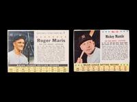 A Group of Mickey Mantle and Roger Maris Post Cereal Baseball Cards,