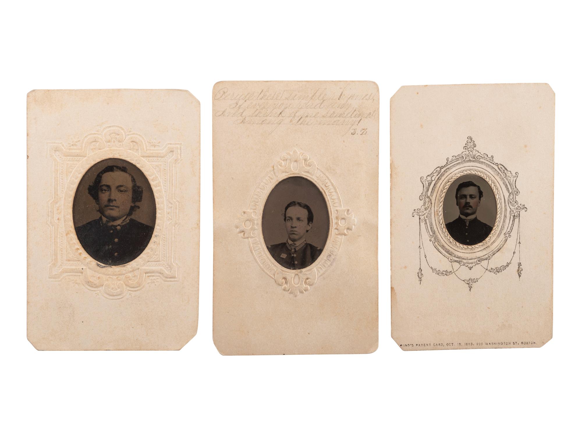 [CIVIL WAR]. A group of 4 tintypes of Civil War soldiers, incl. portrait housed in oreo Union case.