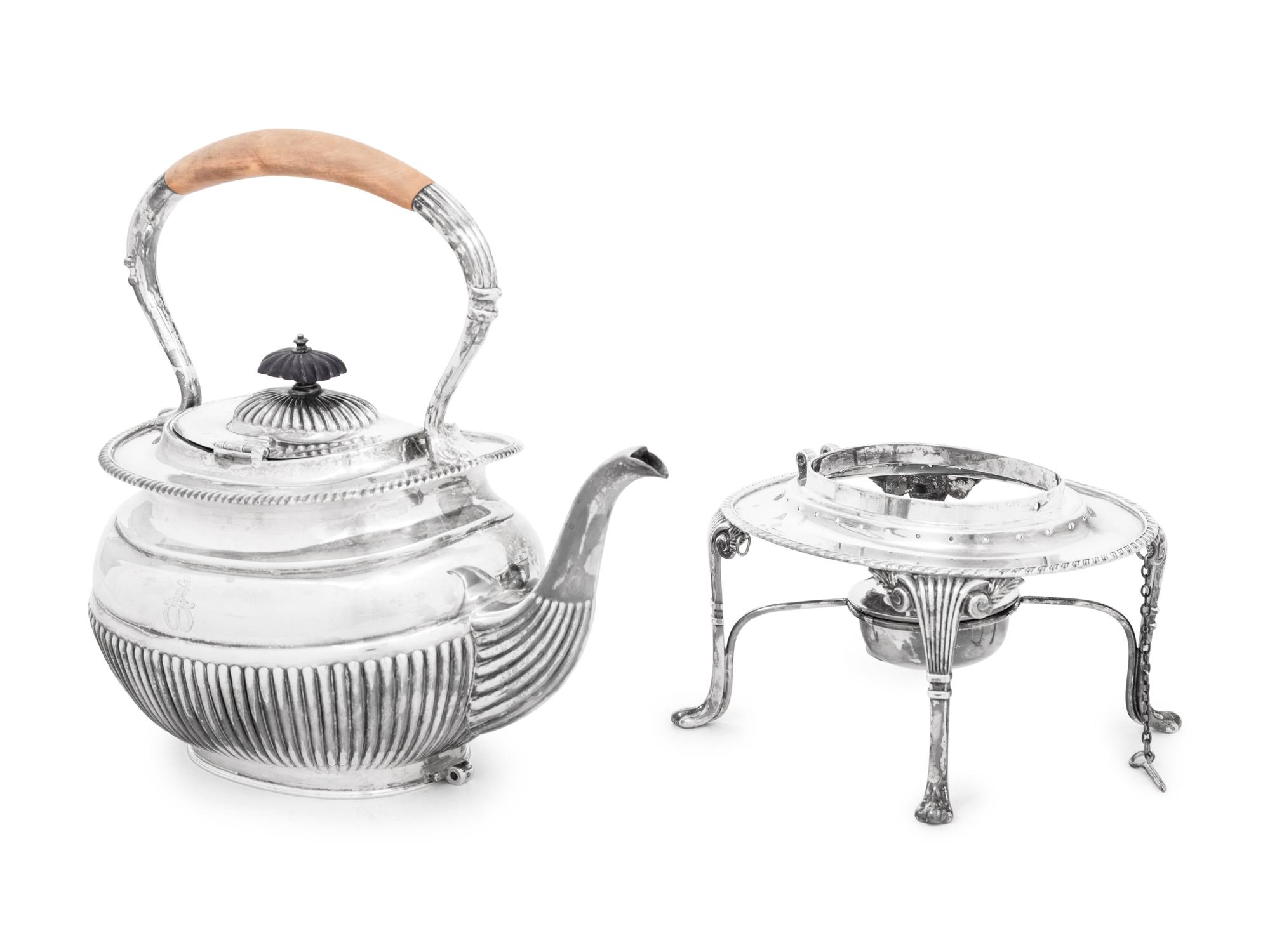 A Victorian Silver Kettle on Stand