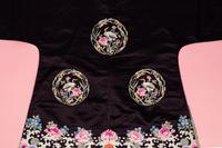 A Set of Aubergine Satin Ground Embroidered Silk Lady's Robe and Skirt