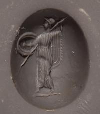 A Greek Chalcedony Intaglio with Athena Promachos