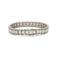 ART DECO, DIAMOND AND EMERALD BRACELET