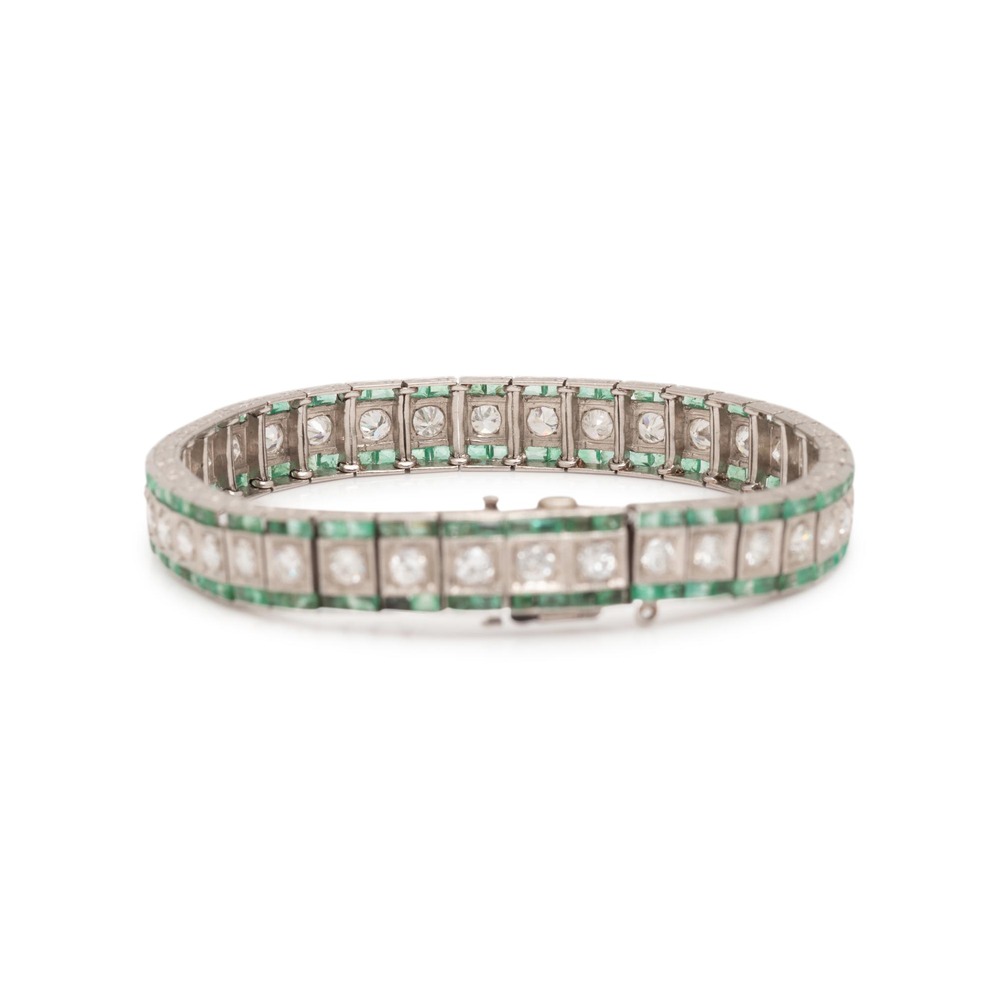ART DECO, DIAMOND AND EMERALD BRACELET
