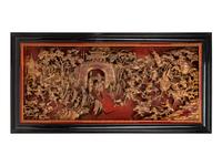A Large Chinese Pierce-Carved Giltwood Panel Depicting a Battle Scene