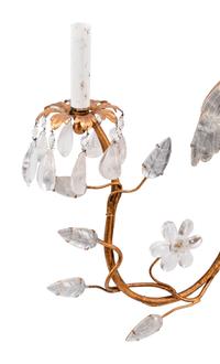 A Pair of Giltwood and Rock Crystal Two-Light Sconces in the Style of Maison Baguès