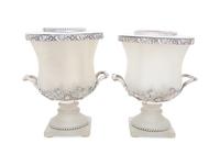 A Pair of English Silver-Plate and Frosted Glass Wine Coolers