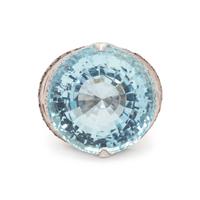 AQUAMARINE AND DIAMOND RING