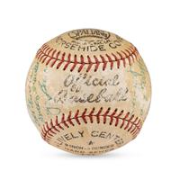 A 1954 New York Yankees Team Signed Autograph Baseball Featuring Mickey Mantle (Beckett Authentication Services Letter of Authenticity)