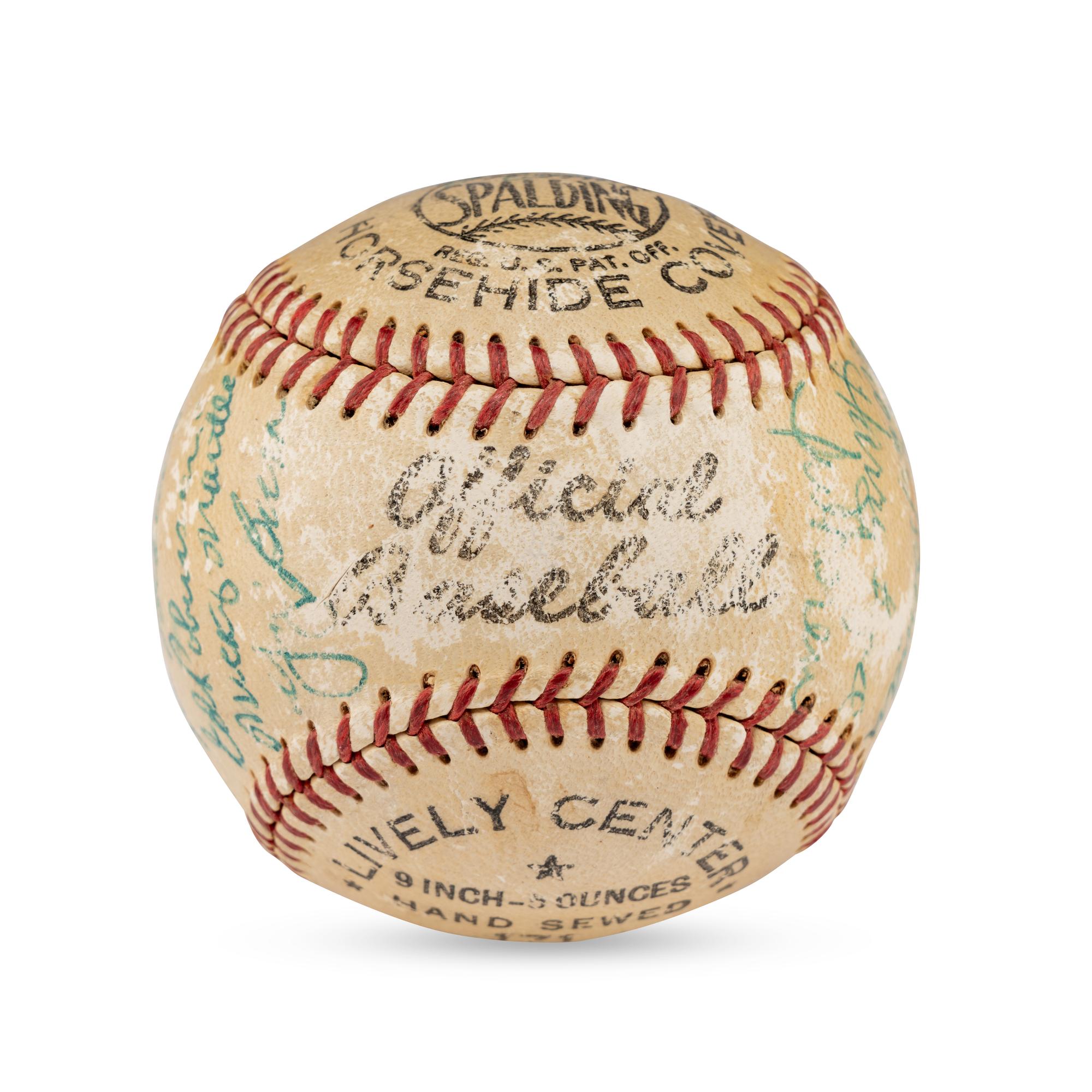 A 1954 New York Yankees Team Signed Autograph Baseball Featuring Mickey Mantle (Beckett Authentication Services Letter of Authenticity)