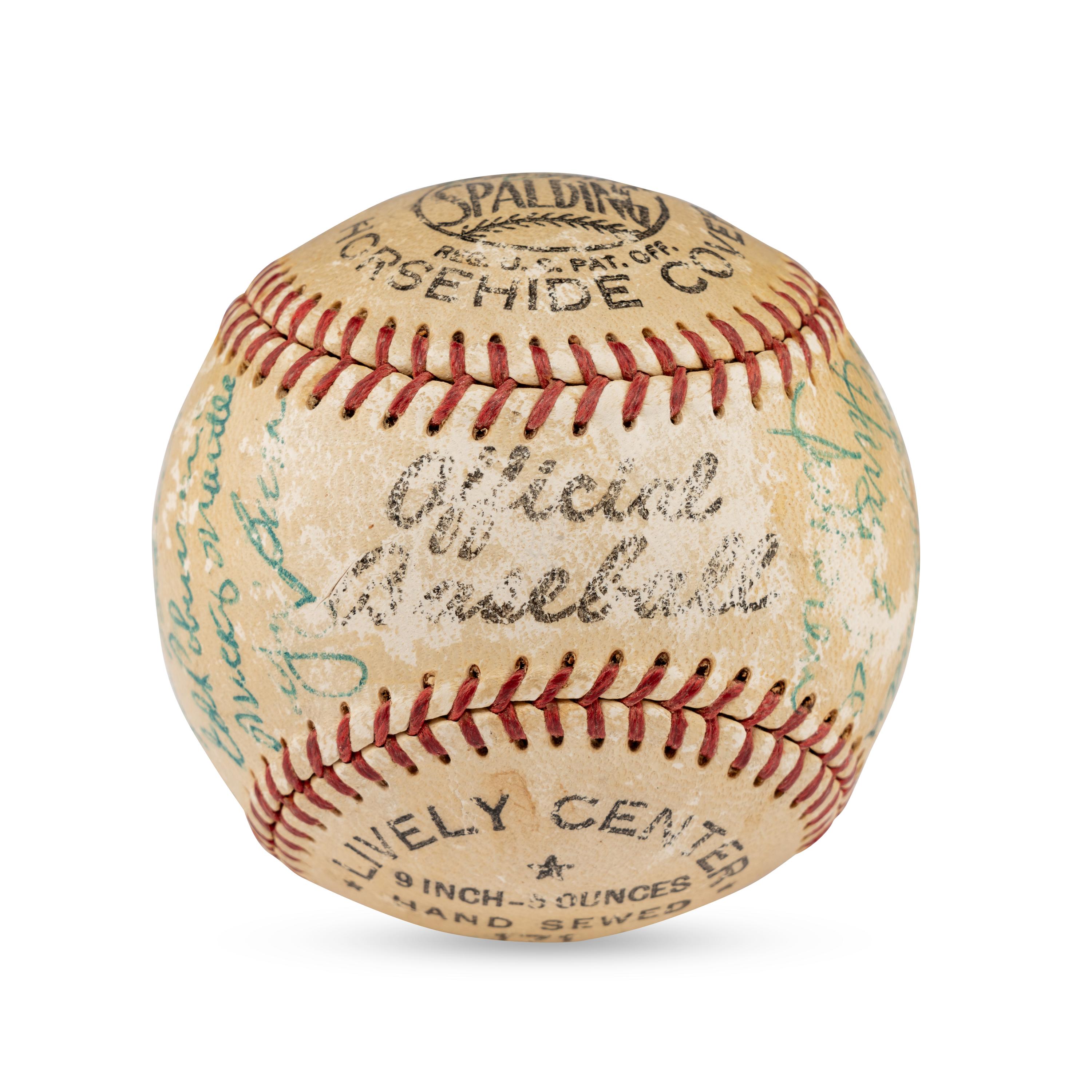 A 1954 New York Yankees Team Signed Autograph Baseball Featuring Mickey Mantle (Beckett Authentication Services Letter of Authenticity)
