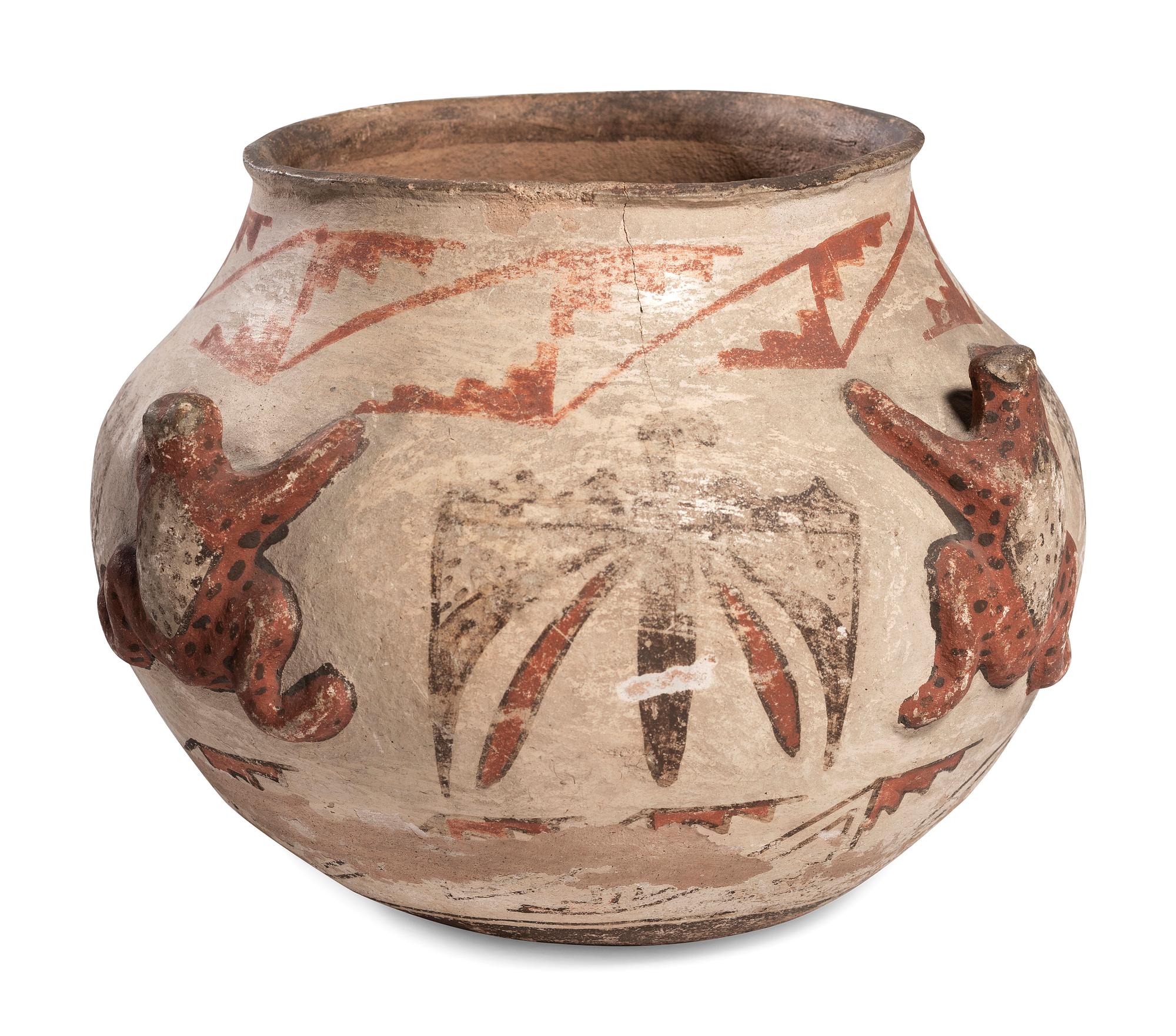 Zuni Polychrome Frog Pottery Jar