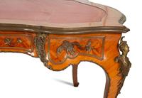 A Louis XV Style Gilt Bronze Mounted Parquetry Bureau Plat