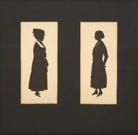 A Pair of Beatrix Sherman Cut Paper Silhouettes Framed as One