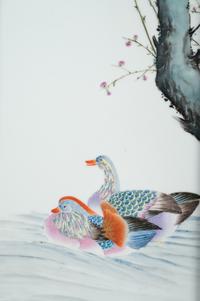 Two Famille Rose Porcelain Wall Panels
