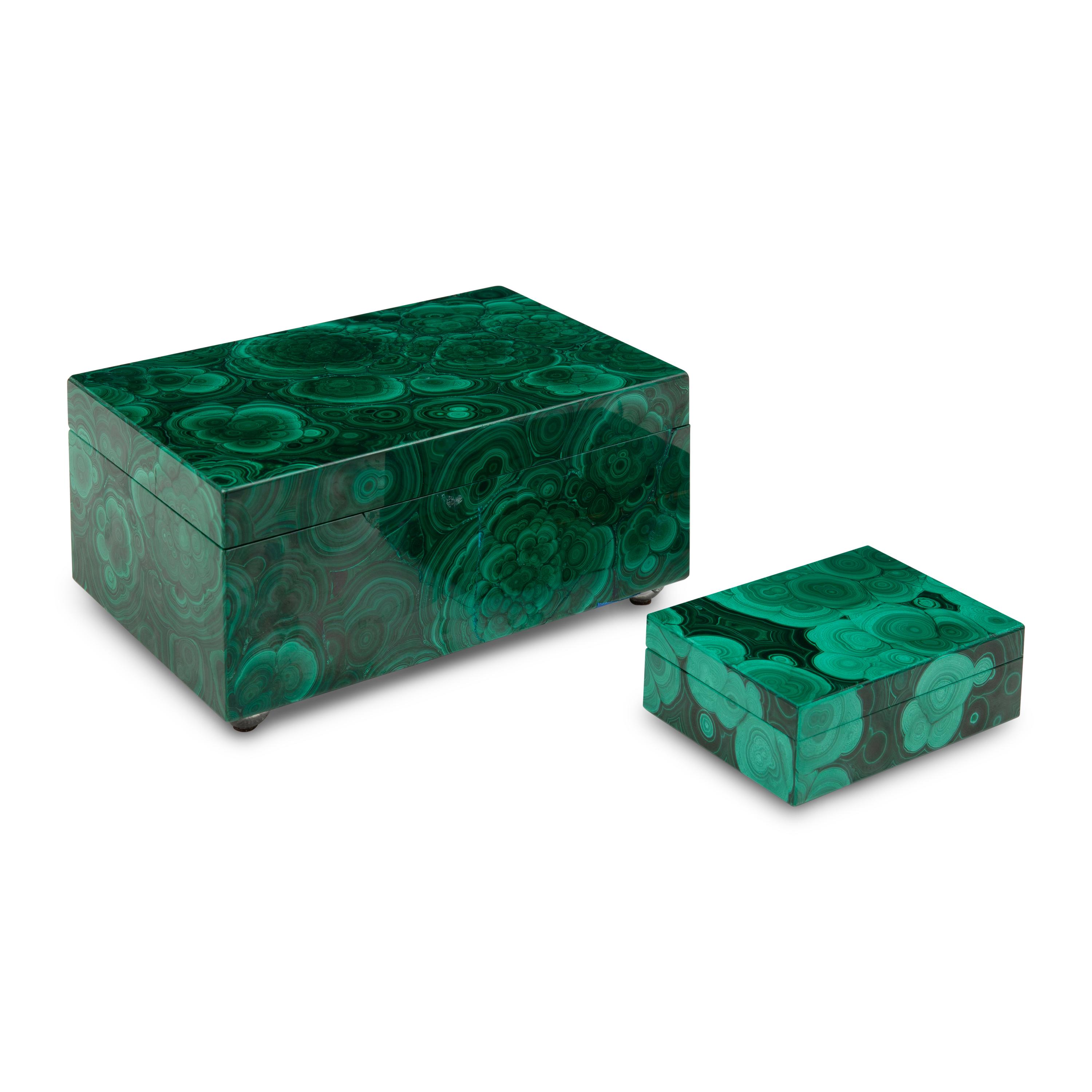 Two Italian Malachite Boxes