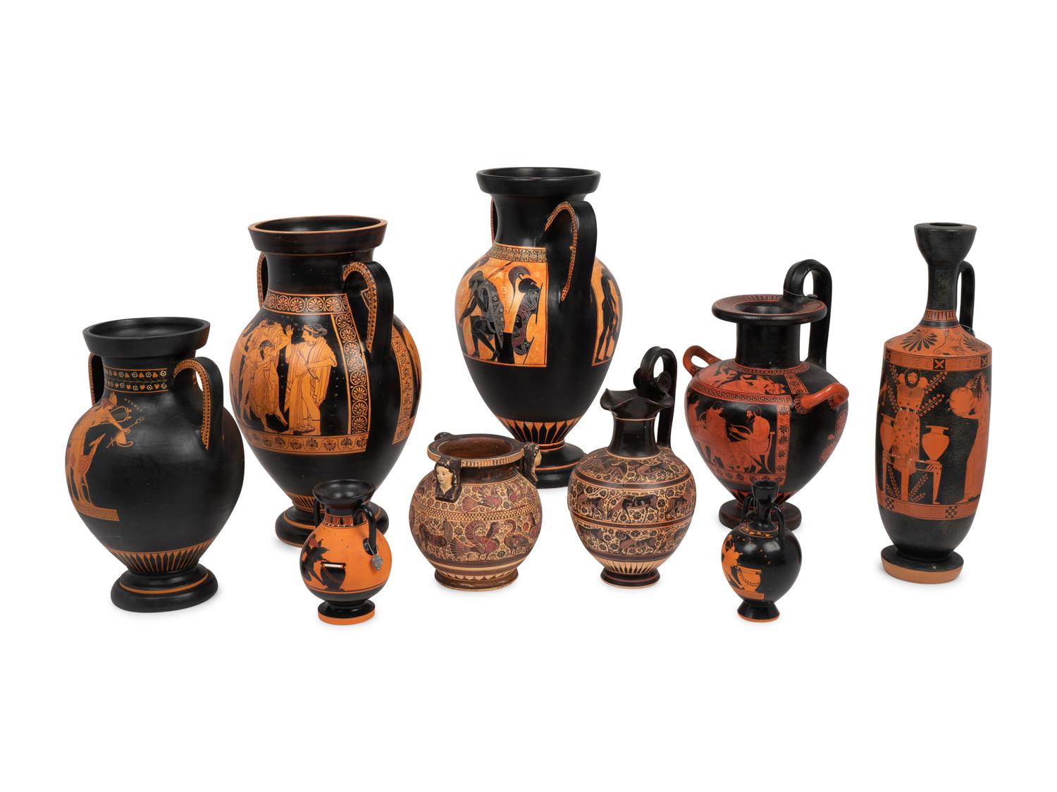 A Group of Nine Greek Style Vessels
