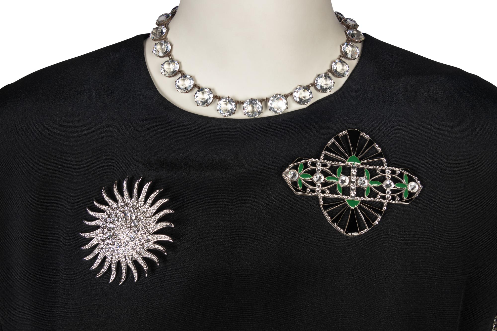 Two Gowns by Richilene and Carolina Herrera Accompanied by a Collection of Costume Jewelry