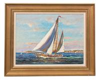 Wayne Morrell, (American, 1923-2013), Full Rigged Ketch